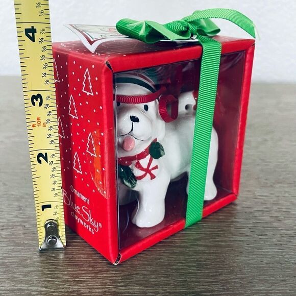 Blue Sky Ceramic Dog Christmas Ornament - Picture 2 of 2